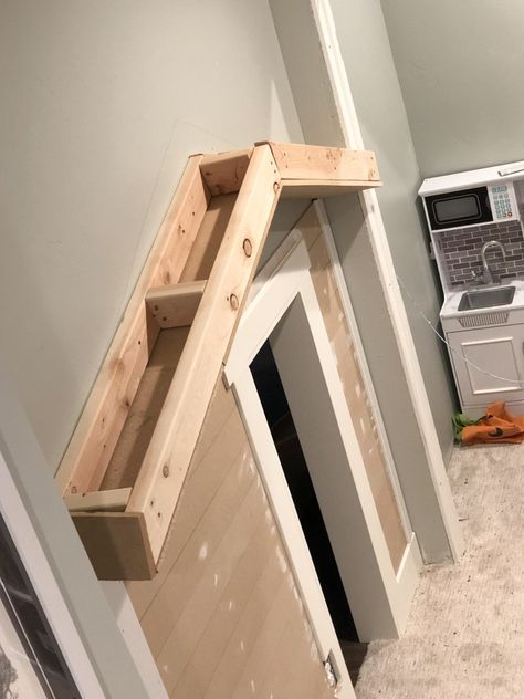 Playhouse Under the Stairs Tutorial | Honey Built Home Stair Playhouse, Playhouse Under The Stairs, Stairs Plan, Doggy House, Closet Playroom, Stairs Playroom, Under Stairs Playhouse, Under Stairs Playroom, Play Nook