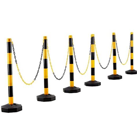 HABUTWAY 6Pcs Traffic Delineator Post Cone with 4.6FT Chain, Chain Safety Barriers Outdoor and Indoor Crowd Control Barricade (Black+Yellow): Amazon.com: Industrial & Scientific Safety Barriers, Crowd Control, Festival, Chain, Yellow, Black