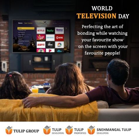 Television is not that "idiot box". it allows you to enjoy a world of entertainment and amusement, with a single click! Wishing all tele lovers a happy world television day! #TulipGroup #TulipProperties #SnehamangalTulipProperties #tv #television #tvshow #worldtelevisionday #worldtelevisionday2021 Television Day Creative Ads, World Television Day Creative Ads, World Television Day, Business Ads, Disney Now, General Ideas, Tv Ads, Property Development, Sale Promotion