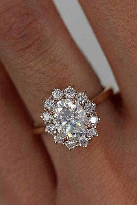 Oval Floral Ring, Floral Diamond Engagement Ring, Diamond Ring With Halo, Diamond Halo Ring, Floral Diamond Ring, Gold Halo Engagement Ring, Vintage Halo Diamond Engagement Ring, Gold Engagement Rings Halo, Engagement Rings Halo Princess Cut