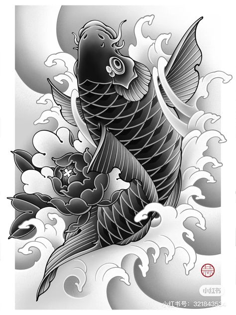 Tatto Koi, Koi Fish Tattoo Forearm, Koi Fish Drawing Tattoo, Karp Koi, Black Koi Fish, Japanese Koi Fish Tattoo, Koi Tattoo Sleeve, Dragon Tattoo Sketch, Koi Tattoo Design