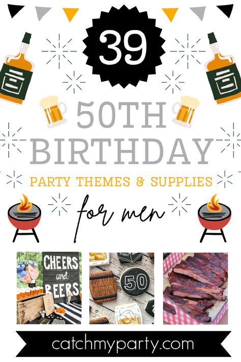 39 MOST POPULAR Men's 50th Birthday Party Ideas (2024)🍺 Themes For 50th Birthday For Men, Men’s 50th Birthday Party, Men’s 50th Bday, 50th Birthday Party Theme For Men, Birthday Cookout Ideas, Husbands 50th Birthday Ideas, 50th Birthday Themes Men, 50 Th Birthday Party Ideas For Men, Men 50th Birthday Ideas