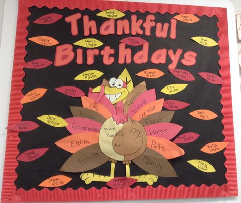 Birthday board ideas: Thanksgiving theme Thanksgiving Birthday Bulletin Boards, November Birthday Board Classroom, Diy Birthday Bulletin Board Classroom, November Birthday Bulletin Boards, School Birthday Bulletin Boards, November Birthday Board Ideas, September Birthday Board, Thanksgiving Birthday Board, November Birthday Bulletin Board Ideas