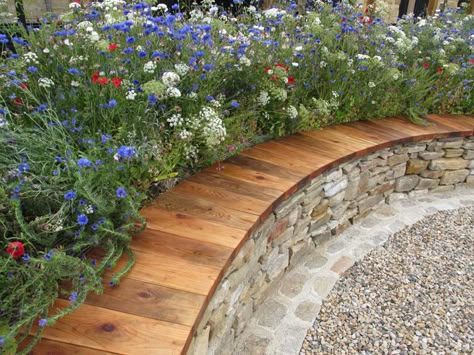 Garden Bed Seating, Circular Garden Seating, Raised Bed With Seating, Seat Wall, Wood Garden Edging, Circular Patio, Walled Garden, Garden Seating Area, Flowers Wallpaper