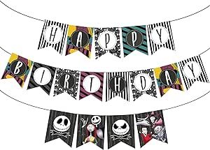 Nightmare Before Christmas Banner, Nightmare Before Christmas Birthday, Jack Skellington And Sally, Nightmare Before Christmas Halloween, Banner Birthday, Cake Banner Topper, Birthday Bunting, Christmas Banner, Paper Banners