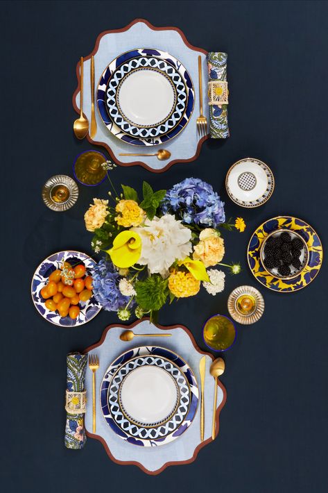 Dive into our Naples inspired homeware collection and deck your tabletops with hues of Mediterranean magic. All products are 100% made in Italy and available for purchase now. Mediterranean Table Setting, Mediterranean Table, Come Dine With Me, Decorative Set, Luxury Dinnerware, Pretty Plates, Table Styling, Summer Tables, Fall Party