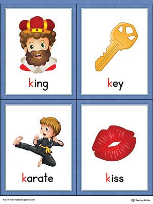 Letter K Words and Pictures Printable Cards: King, Key, Karate, Kiss (Color) Worksheet.The Letter K Words and Pictures Printable Cards can be used for flashcards, various games, and help your student associate unfamiliar words with a picture. Colorful picture cards for the words: king, key, karate, and kiss. K Words For Kids, Letter K Words, K Words, Alphabet Word Wall Cards, Jolly Phonics Activities, English Flashcards, Color Worksheet, Alphabet Letters Images, Letter Flashcards