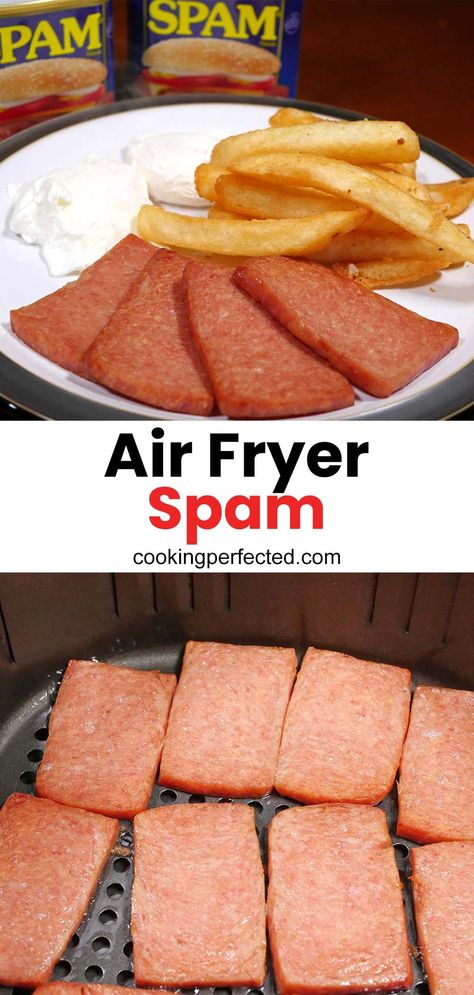 Spam Bacon Recipes, Air Fry Spam, Air Fried Spam, Spam In Air Fryer, Air Fryer Spam Recipes, Spam Airfryer, Air Fryer Spam, How To Cook Spam, Dorm Recipes