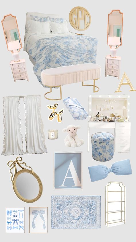 #loveshackfancy #preppy #blue #dream #dreamroom #pretty #coquette Blue Coquette Bedroom, Coquette Bedroom, Blue Coquette, Preppy Room, Coastal Bedroom, Blue Dream, Room Makeover Bedroom, Big Girl Rooms, Blue Bedroom