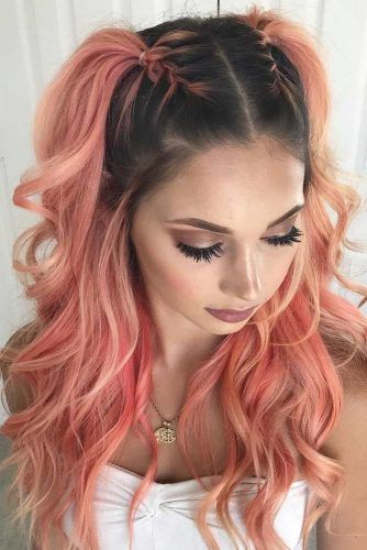 Amazing Braid Hairstyles for Party and Holidays ★ See more: http://glaminati.com/christmas-party-braid-hairstyles/ Christmas Party Hairstyles, Hair Falls, Funky Hair, Gorgeous Braids, Rave Hair, Peach Hair, Easy Hairstyles For Medium Hair, Coloured Hair, Christmas Hairstyles