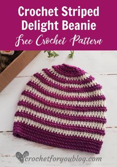 Striped Delight, Crochet Headwear, Beanie Pattern Free, Crochet Beanie Pattern Free, Head Warmer, Easy Crochet Hat, Knit Projects, Crochet Hat Free, Yarn Craft