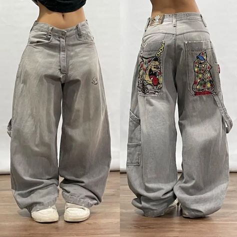 Y2K hip-hop fashion rock straight loose big pocket jeans women's retro street Harajuku high-waisted Street Wear Jeans, Big Jeans, Ropa Hip Hop, Gothic Pants, Street Jeans, Retro Jeans, Streetwear Jeans, Y2k Retro, Mode Jeans