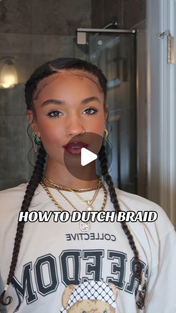 Ashlee West 🥥 on Instagram: "How to dutch braid | the gelly type gel - @fentyhair" Hairstyles For Volleyball Practice, How To Make Dutch Braids, Dutch Braid Hairstyles Tutorials, How To Do Dutch Braids On Yourself, Cute Gymnastics Hairstyles, How To Dutch Braid Your Own Hair, How To Dutch Braid, 2 French Braids With Weave, How To Dutch Braid Step By Step