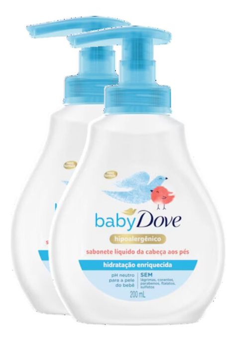 O kit contém: 2 unidades - Sabonete Líquido Baby Dove Hidratação Enriquecida 200ml  O que é e para que serve o Sabonete Líquido Dove Baby Hidratação Enriquecida? Dove Baby Hidratação Enriquecida é um sabonete líquido infantil que também pode ser usado como shampoo. Desenvolvido para os bebês, inclusive recém-nascidos, ele limpa, hidrata e perfuma suavemente a pele delicada das crianças, sem irritar os olhos.  Com fórmula hipoalergênica e testada por oftalmologistas, dermatologistas e pediatras, Body Soap, Soap, Personal Care, Pasta