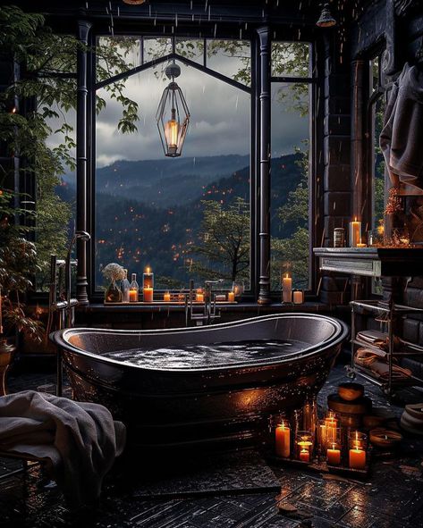 Gothic Bathroom Ideas, Gothic Bathroom, Dark Bathroom Ideas, Dark Bathroom, Dark Bathrooms, Fantasy Rooms, Dark House, Dream Bath, Dark Home Decor