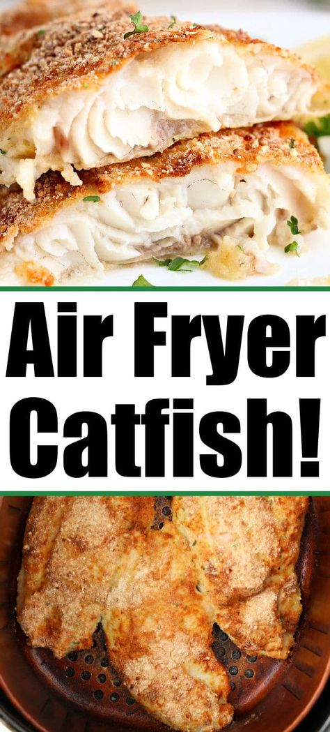 Crispy air fryer catfish is tender inside with a light breading outside. A healthy low carb and delicious dinner idea your family will love. #airfryerfish #airfryercatfish #catfish #ninjafoodifish #ninjafoodicatfish Healthy Catfish Recipes, Air Fryer Catfish, Catfish Recipe, Southern Fried Catfish, Air Fryer Fish Recipes, Easy Pressure Cooker Recipes, Catfish Recipes, Air Fryer Fish, Fried Catfish