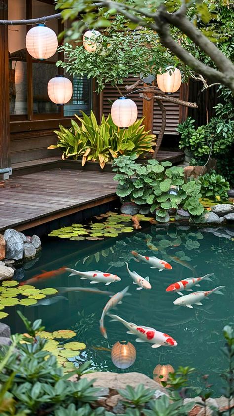 23 Multi-Level Koi Pond Ideas for Dynamic Landscapes Koi Pool Design, Backyard Koi Pond Ideas, Natural Pond Ideas, Japanese Koi Pond, Koi Pond Backyard, Koi Garden, Village Architecture, Koi Pond Ideas, Garden Huts