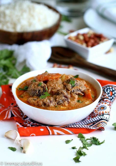 Maafe (West African Peanut Soup) - Immaculate Bites West African Peanut Soup, African Peanut Soup, Clean Eating Soup Recipes, African Peanut Stew, Clean Eating Soup, African Vibes, Peanut Stew, West African Food, Peanut Soup