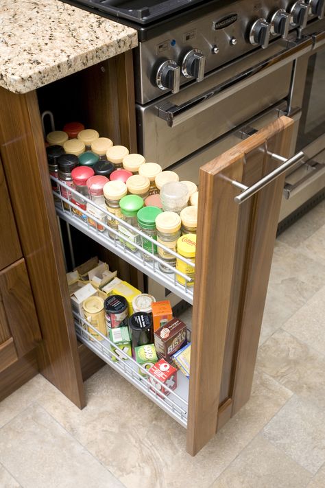 Spice up your life with a pull out spice rack Pull Out Spice Rack, Kitchen Cabinetry Design, Jute Craft, Galley Kitchen Design, 2024 Kitchen, Kitchen Spice Racks, Kitchen Trolley, Spice Up Your Life, Kitchen Pantry Design