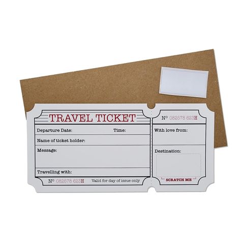 Travel Gift Card Diy, Ticket Sticker, Surprise Trip Reveal, Travel Ticket, Travel Tickets, Holiday Essentials, Star Diy, Travel Diy, Vintage Diy