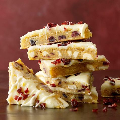 White Chocolate Cranberry Blondies, Cranberry Blondies, Bliss Bars, Cranberry Bliss, Cranberry Bliss Bars, Cranberry Cream Cheese, Potluck Desserts, Bake Sale Recipes, Vegetarian Bake