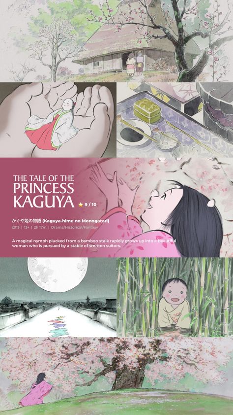 Studio Ghibli Movie List, The Princess Kaguya, The Tale Of Princess Kaguya, All Studio Ghibli Movies, Princess Kaguya, Anime Studio, Materi Bahasa Jepang, Shojo Anime, Japanese Animated Movies