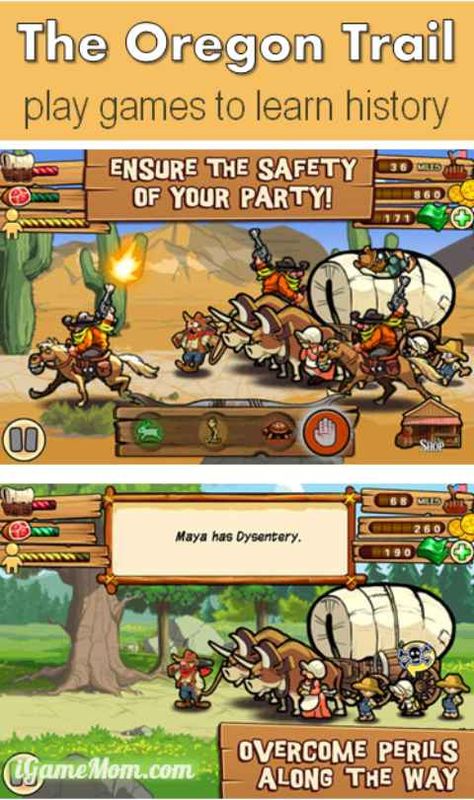 The Oregon Trail - Great History Simulation Game, available on iPhone, iPod, iPad and Android devices. Kids play games to learn history. Oregon Trail Game, Zombie Tsunami, History Games, 4th Grade Social Studies, 5th Grade Social Studies, Homeschool Social Studies, The Oregon Trail, Learn History, Social Studies Activities