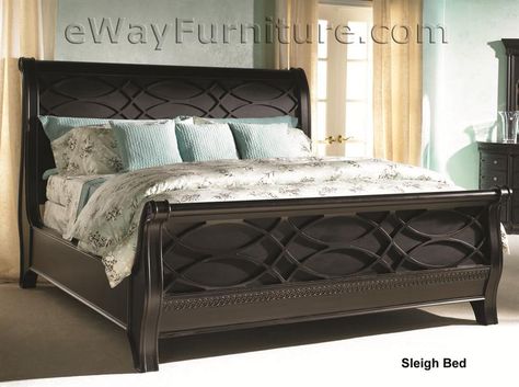 Black Sleigh Bed Black Sleigh Beds, Traditional Bedrooms, Bedroom Beds, Morris Homes, Sleigh Bedroom Set, Hudson Furniture, Wood Bed Design, Sleigh Bed, New Bedford