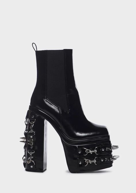 Mood Grunge, 90s Platform Shoes, Rave Fit, Goth Shoes, Demonia Shoes, Grunge Clothing, Gothic Shoes, Platform Chelsea Boots, Lace Up Leggings