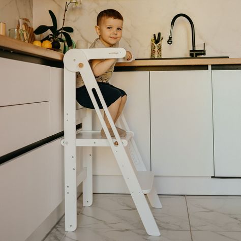 "Introducing our foldable helper tower Peak for kids and adults. Bestseller for more than three years. Delivered fully assembled and ready to use. This tower has an extremely strong and stable design supports up to 120 kg (264 lb). An adult in this weight category can safely use the tower as a ladder. This tower is designed to allow kids to reach countertops, sinks, and other surfaces with ease, making them feel empowered and included in daily activities. The tower's unique foldable design allows for easy storage when not in use, saving you valuable space in your home. WHY CHOOSE our helper tower PEAK? ✅ Sturdy design supports up to 120 kg (264 lb) ✅ Multiple height options for use as the child grows ✅ Space-saving folding design ✅ Comes fully assembled for immediate use ✅ Easy-to-clean de Kitchen Helper Tower, Foldable Learning Tower, Learning Tower Diy Plans, Toddler Tower, Montessori Learning Tower, Toddler Step Stool, Learning Tower, Montessori Furniture, Stables Design