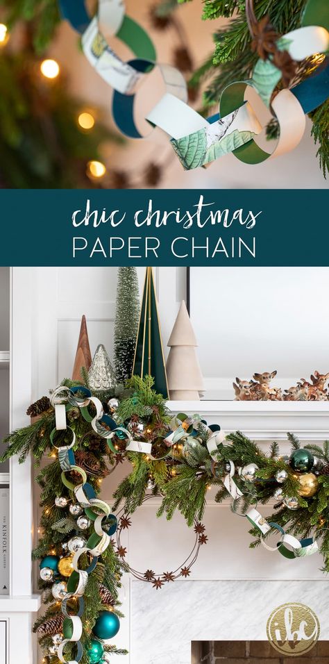 How to Make Paper Chain for Christmas #diy #christmas #holiday #paperchain #craft #paper #wallpaper #handmadeholiday #garland #chic #christmasgarland #christmasdecor Paperchain Christmas Decoration, Christmas Paper Chain, Christmas Paper Chains, Paper Flower Garland, Kindergarten Craft, Christmas Party Crafts, Chain Ideas, Paper Flower Garlands, Inspired By Charm