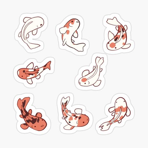 Get my art printed on awesome products. Support me at Redbubble #RBandME: https://www.redbubble.com/i/sticker/Cartoon-Koi-fish-pack-by-Mayarart/158104865.EJUG5?asc=u Cute Fish Stickers, Fish Stickers Printable, Koi Fish Sticker, Fish Illustration Cute, Cartoon Koi Fish, Koi Sticker, Koi Fish Cartoon, Koi Fish Cute, Koi Fish Illustration