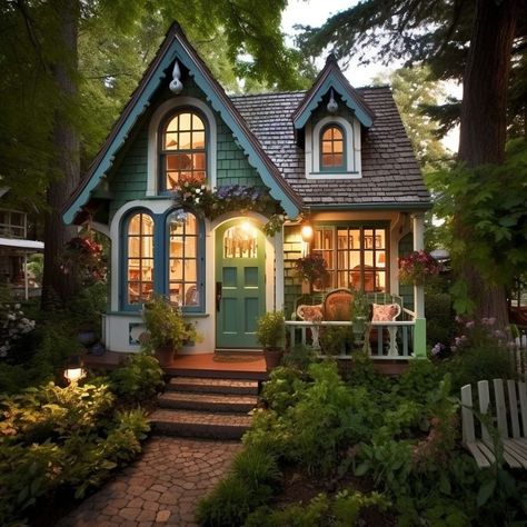 16 Inspiring Tiny House Plans That Are Thoughtfully Designed for You Cottage Tiny Home Plans, Tuscan Tiny House, Tiny Craftsman House, Tudor Tiny House, Magical Tiny House, Cottage Style Decorating Small Houses, Tiny House Sunroom, Tiny Victorian House Plans, Small Gothic House Plans