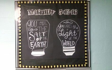 Salt & light Salt And Light Bulletin Board, Bible Bulletin Boards, College Bulletin Boards, Salt Light, Church Bulletin Boards, Vbs 2024, Salt Of The Earth, Church Bulletin, Salt And Light