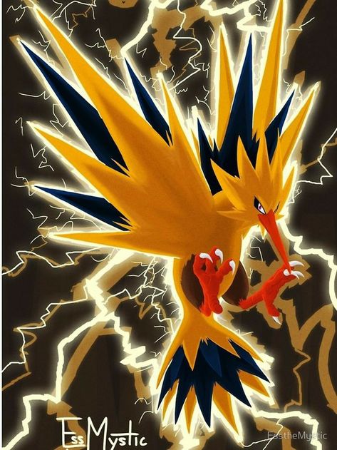 Shiny Zapdos, Zapdos Art, Electric Pokemon, Articuno Zapdos Moltres, Moltres Pokemon, Zapdos Pokemon, Pokemon Vs Digimon, Pokemon Fashion, Bird Pokemon