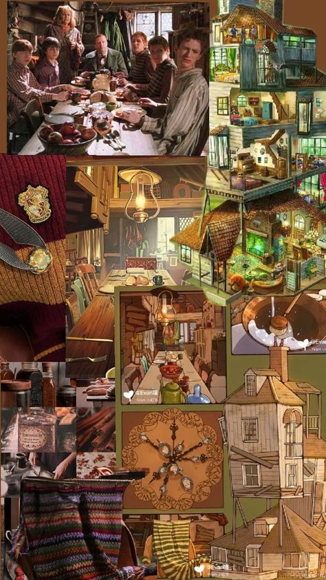 shows aspects of the aesthetic The Burrow Aesthetic, Burrow Harry Potter, The Burrow Harry Potter, Burrow Aesthetic, The Burrow, Harry Potter Drawings, Harry Potter Aesthetic, Harry Potter, Drawings