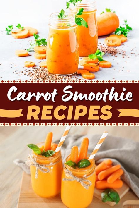 Each of these carrot smoothie recipes is brimming with vitamins B6 and C, calcium, iron, potassium, and more! So you can feel good about every single sip! Carrot Juice Smoothie Recipes, Carrot Shake Smoothies, Carrot Smoothie Recipe Healthy, Carrot Smoothie Healthy, Smoothie With Carrots, Carrot Juice Smoothie, Potassium Smoothie, Magic Bullet Smoothie Recipes, Carrot Smoothie Recipe