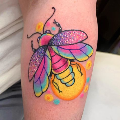 Pastel Tattoos, Firefly Tattoo, Stained Glass Tattoo, Bright Tattoos, Bug Tattoo, Unicorn Tattoos, Meaningful Tattoo, Kawaii Tattoo, Sweet Tattoos