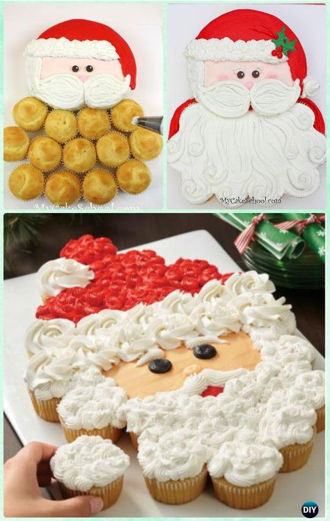 Christmas Cupcake Cake, Pull Apart Cupcake, Christmas Cupcakes Decoration, Cake Design Ideas, Pull Apart Cupcake Cake, New Year's Desserts, Pull Apart Cake, Cake Pulls, Pull Apart Cupcakes