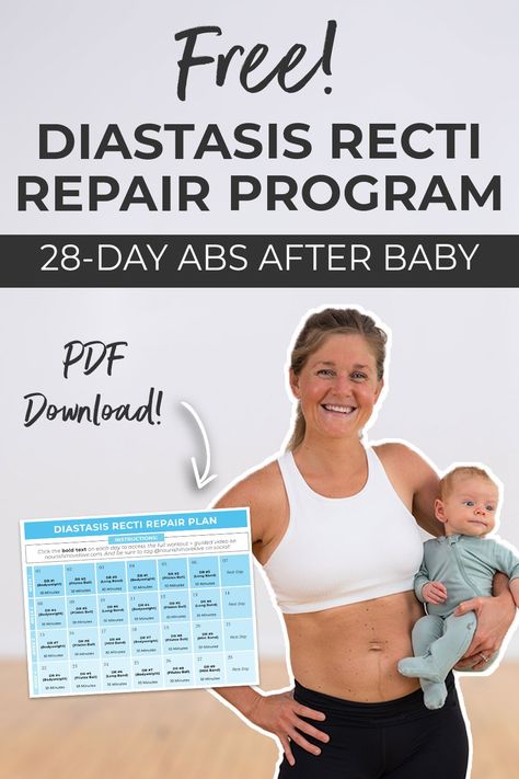 Repair separated abs, regain pelvic floor strength, and reconnect to your core after pregnancy with this 28 day challenge. This program is designed for busy moms with limited time. All you need is 10 minutes a day, and each video can be done completely at home with minimal equipment. Follow along with daily guided videos designed in partnership with a pelvic floor physical therapist. Postpartum Ab Workout, Mom Exercise, Postpartum Abs, Diastasis Recti Repair, Postpartum Workout Plan, Pregnancy Workout Videos, Post Baby Workout, Free Workout Plans, Diastasis Recti Exercises