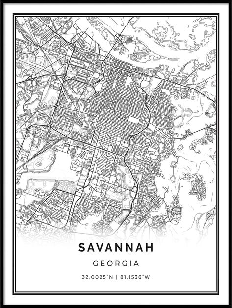 Amazon.com: Squareious Savannah map Poster Print | Modern Black and White Wall Art | Scandinavian Home Decor | Georgia City Prints Artwork | Fine Art Posters 9x11: Posters & Prints Savannah Map, Wall Art Scandinavian, Scandinavian Home Decor, Black And White Wall, Black White Art, Black And White Wall Art, White Wall Art, City Prints, Scandinavian Home