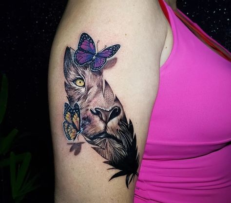 Best Tatto, Lioness Tattoo, Butterfly Tattoos, Beautiful Tattoo, Next Tattoo, Tattoo Idea, Butterfly Tattoo, Watercolor Tattoo, Cool Tattoos