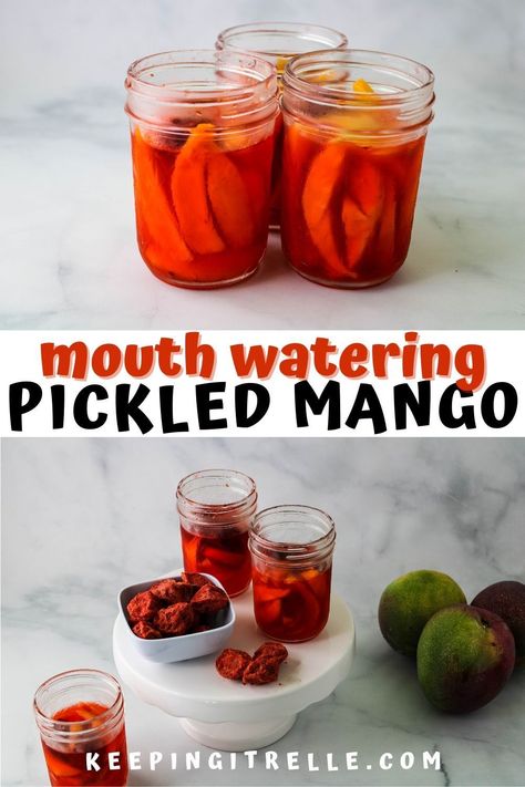 Pickled Mango Recipe, Pickle Mango Recipe, Pickled Fruit, Pickled Mango, Mango Recipe, Fermented Pickles, Hawaiian Dishes, Dried Plums, Fermentation Recipes