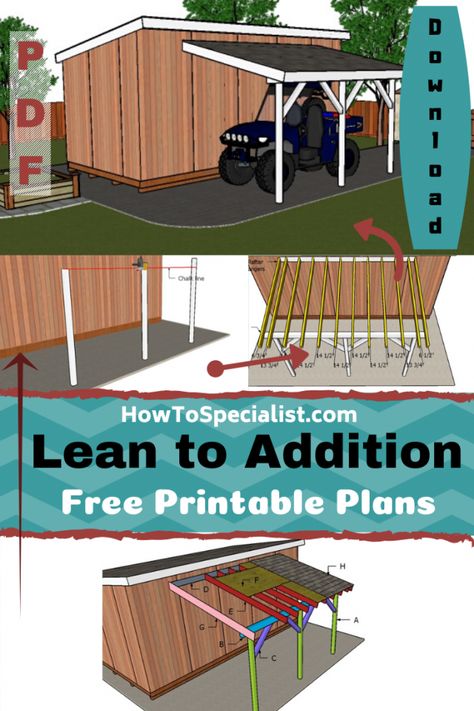 Lean To Roof, Lean To Shed Plans, Lean To Shed, Porch Addition, Shed Organization, Mini Farm, Diy Shed, Building A Shed, Pergola Plans