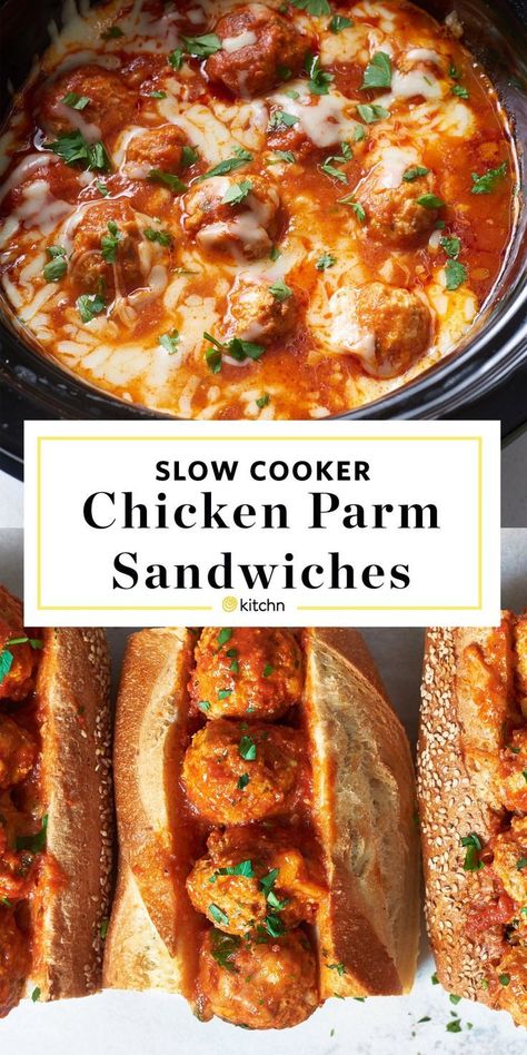 Chix Parmesan, Slow Cooker Chicken Parm, Deep Fried Foods, Chicken Parm Meatballs, Recipe Slow Cooker, Cheese Buns, Fried Foods, Chicken Parm, Best Slow Cooker