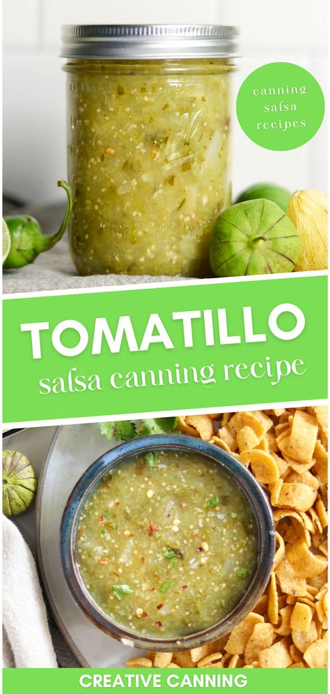 Ever wondered how to preserve tomatillos? Try our tomatillo salsa recipe for canning and enjoy homemade tomatillo salsa all year round. Our canning salsa recipe will take you through every step, from making tomatillo salsa to sealing your jars with a water bath canner. We aim to make canning salsa recipes an enjoyable process that anyone can follow. So, why wait? Start preserving tomatillos today and enjoy homemade salsa whenever you crave it. Preserve Tomatillos, Preserving Tomatillos, Tomatillo Salsa Canning Recipe, Canning Salsa Recipes, Salsa Verde Canning Recipe, Salsa Recipe For Canning, Canned Tomatillos, Tomatillo Recipes, Tomatillo Salsa Recipe