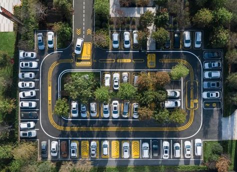 Car Park Design Landscape Architecture, Parking Landscape Design, Car Parking Landscape, Car Park Architecture, Parking Landscape, Car Parking Design, Parking Layout, Parking Lot Design, Car Park Design