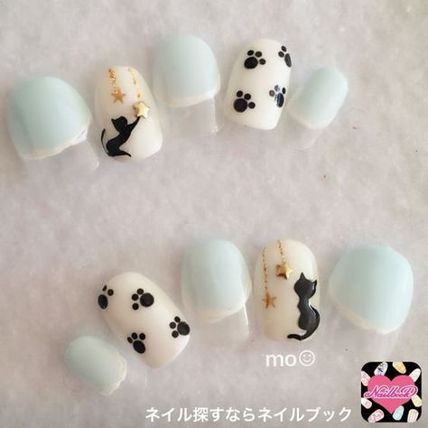 Cat Nail Designs, Cat Nail Art, Asian Nails, Gel Nail Art Designs, Animal Nails, Cat Nails, Pretty Nail Art, Cute Nail Art, Gel Nail Designs