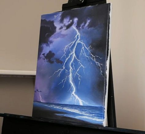 Thunderstorm Oil Painting, Thunderstorm Painting Acrylic, Thunder Storm Painting, Thunderstorms Painting, Thunderstorm Painting, Lightning Painting, Paintings For Home Decor, Surreal Art Painting, Storm Painting