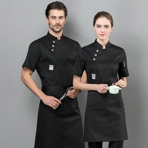 Casual Chef Outfit, Restaurant Staff Uniform, Waiter Uniform Design, Waitstaff Uniform, Chef Jackets Women, Barista Uniform, Bartender Uniform, Chef Dress, Men Kitchen